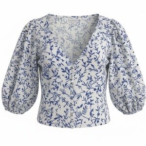 H&M Blue and White Floral Blouse